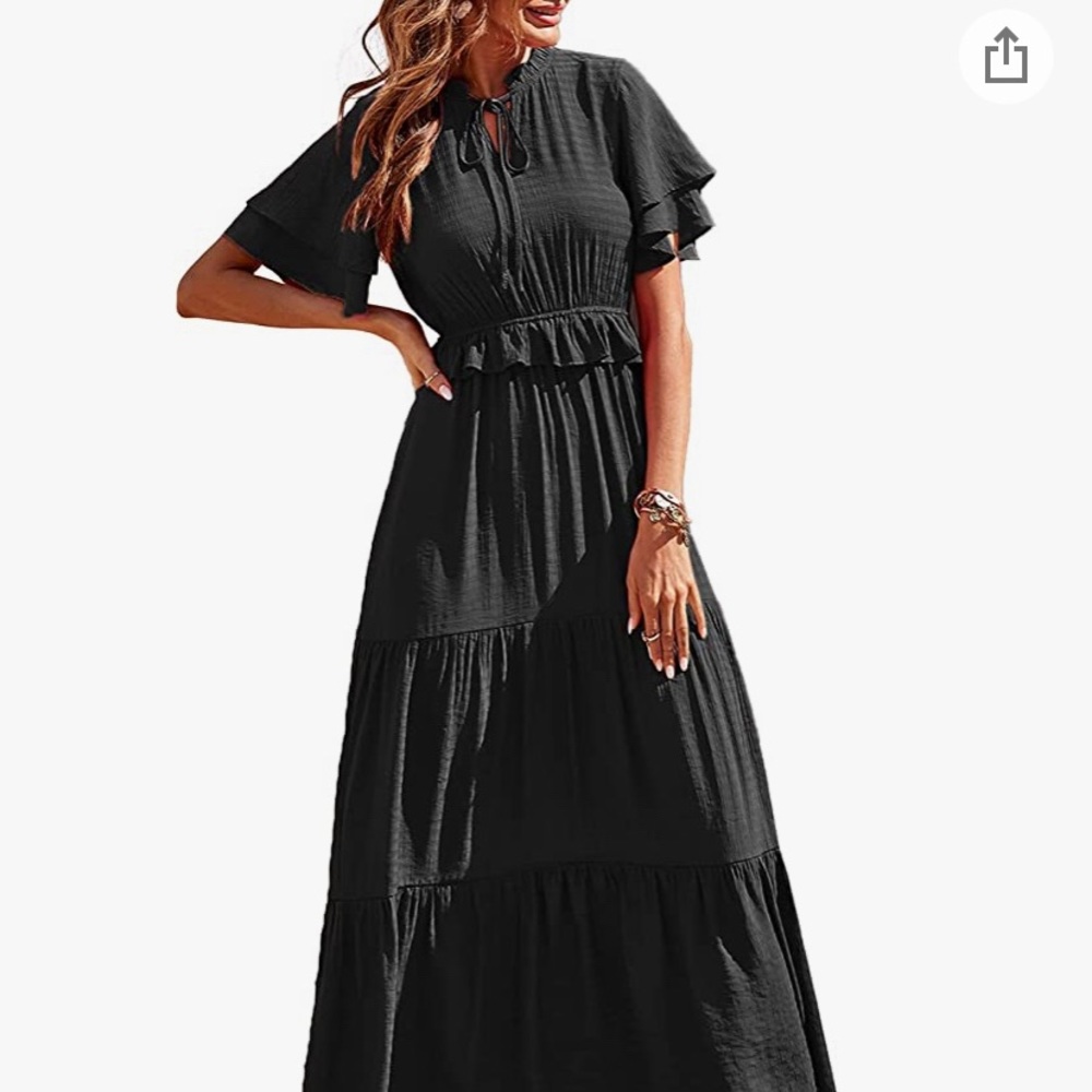 Black Tiered Maxi Dress boho